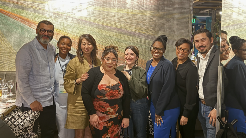 Press Forward California chapters met up in Miami during a Press Forward workshop in February. Pictured left to right: Mauricio Palma, Keiona Williamson, Priscilla Enriquez, Graciela Moran, Misty Avila, Charee L. Gillins, Paulette Brown-Hinds and Armando Carmona. Photo courtesy of JBMF.